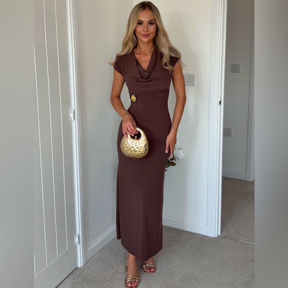 NWT ZARA DRAPED DRESS WITH HARDWARE SIZE S
